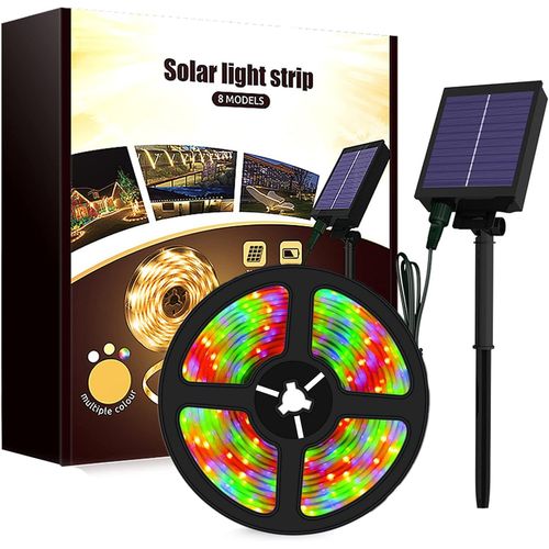 Baertmy-Ruban Led Solaire Extérieur, 10m 240led Bande Led Ip65 Étanche Décoratifs Guirlande Lumineuse Solaires Avec Télécommande 8modes Éclairage Pour Maison Jardin Mariage Fête Noël (Multicolore)