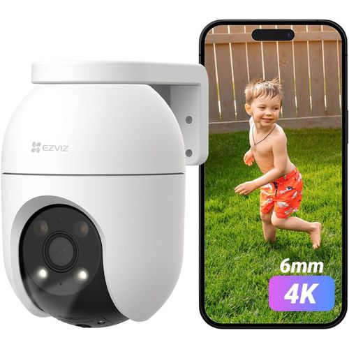 BAERTMY-C8C 4K Camera Surveillance Wifi Extérieure À 360° Avec Suivi Auto-Zoom, Détection De Forme Humaine/Véhicule, Vision Nocturne En Couleur, Audio Bidirectionnel, Ip65 Etanche, Défense Active, 6M