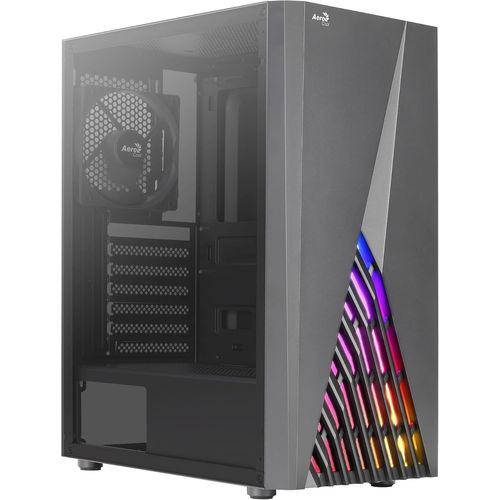 BAERTMY-AeroCool DELTABKV1, Boîtier PC ATX, Façade RGB, Fenêtre Latérale Complète, Ventilateur 12cm, Noir