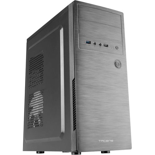 BAERTMY-Tacens INITIOX, ATX-PC-Gehäuse, 12cm Seitenlüfter, Front in gebürsteter Aluminiumoptik, Mid-Tower, Internes Kabelmanagement-System, USB 3.0, Schwarz