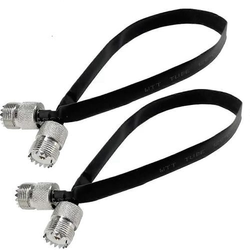 2pcs- 20cm RF câble coaxial fenêtre / porte passer à travers un câble plat, SO239 UHF femelle à mâle femelle Co