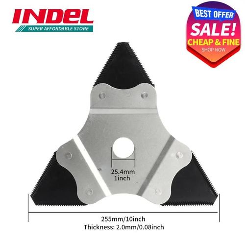 INDEL-Lame de débroussailleuse en acier au carbone, 10 "x 3 dents, accessoires de tondeuse à gazon, outil de jardin, pièces d'outils-3T Sawtooth 1pc