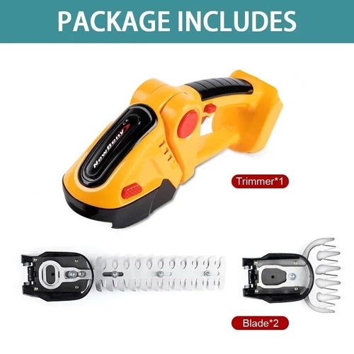 NEWBENY 2 en 1 taille-haie électrique tondeuse à gazon ménage jardin arbustes ciseaux herbe ciseaux outil électrique pour Makita 18V batterie-Yellow-NO Battery