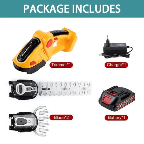 NEWBENY 2 en 1 taille-haie électrique tondeuse à gazon ménage jardin arbustes ciseaux herbe ciseaux outil électrique pour Makita 18V batterie-Yellow-1 Battery