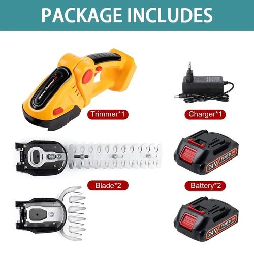 NEWBENY 2 en 1 taille-haie électrique tondeuse à gazon ménage jardin arbustes ciseaux herbe ciseaux outil électrique pour Makita 18V batterie-Yellow-2 Battery