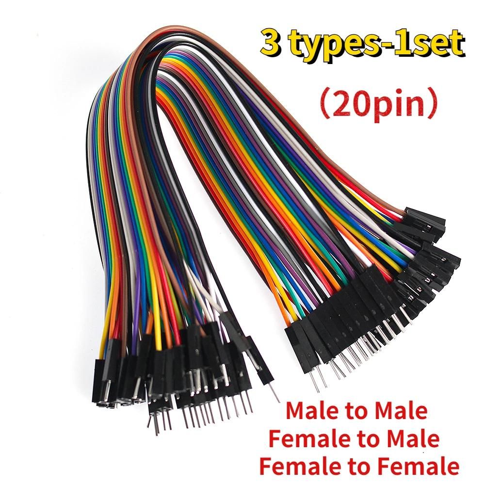 Ligne Dupont de fil de raccordement à 20 broches, 20cm mâle à mâle + femelle à mâle + câble Dupont femelle à femelle, pour Kit électronique Arduino DIY-1Set-3 types