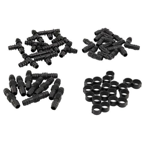 Kit de raccords d'irrigation pour tubes de 1/2 pouce - Connecteurs cannelés (16mm .520 ID) Système de goutte à goutte ou d'arrosage