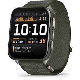 Garmin Venu X1 Boitier Vert Mousse, Fond De Boitier Titane, Bracelet Nylon Comfortfit Vert Mousse