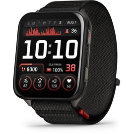 Garmin Venu X1 Boitier Noir, Fond De Boitier Titane, Bracelet Nylon Comfortfit Noir