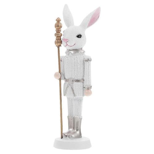 Casse-noisette de Pâques résine Sculpture Poupée de vacances Décoration de la maison Blanc