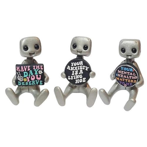 Statue de robot mignon, décoration de bureau amusante mignonne inspirante, image de robot drôle adaptée au bureau