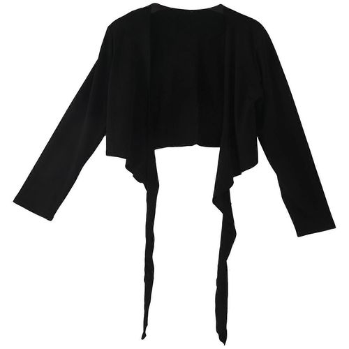 Mesdames À Manches Longues Tie Up Crop Shrug Womens Wrap Cardigan Top - Noir