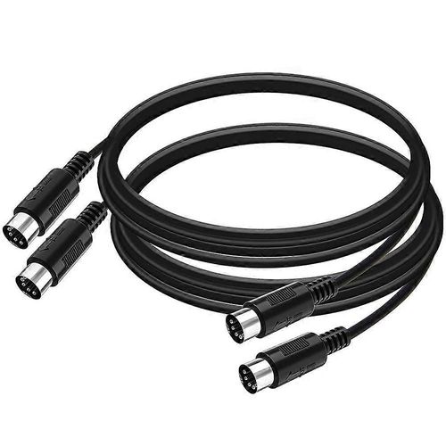 Paquet De 2 Câbles Midi Din 5 Broches, Câble Midi Mâle À Mâle 5 Broches De 3 Pieds Pour Clavier Midi, Clavier Synthétiseur