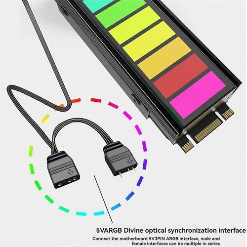 M.2 SSD Radiateur Dissipateur Thermique 5V 3PIN ARGB Refroidisseur de disque dur à semi-conducteurs AURA Sync Refroidisseur en alliage d'aluminium