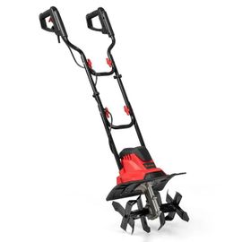 COSTWAY Motobineuse Électrique 1200W Profondeur Travail 22CM Largeur 36CM avec Poignée Pliable Roues Réglables 4 Lames Rouge