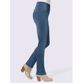 Jean Femme 5 Poches Large Ceinture Élastique Coupe Slim - - Bleu Blanchi