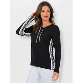 Pull À Manches Longues Qualité Ultra-Douce - - Noir-Écru À Motifs