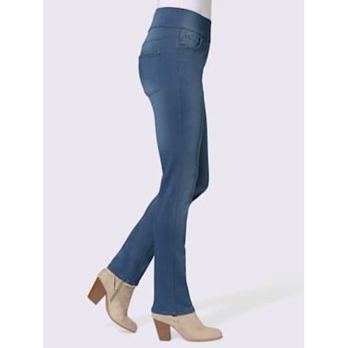 Jean 5 Poches Ceinture Gainante Élastique - - Bleu Blanchi