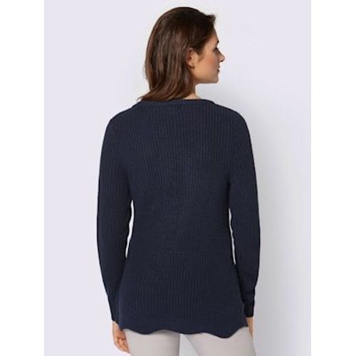 Pull Femme Effet Côtelé - - Marine