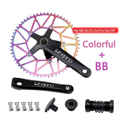 48t - Noir Brillant Color - Jeu De Manivelles Pour Vlo, Bmx Creux 130bcd, Bougies Intgres, Couronnes Pe 1, Tiges De Connexion 170mm