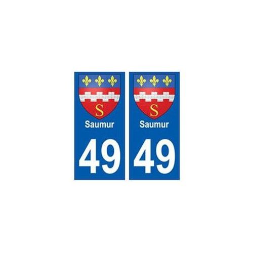 49 Saumur Blason Autocollant Plaque Stickers Ville - Couleur : Droits - Angles : Droits