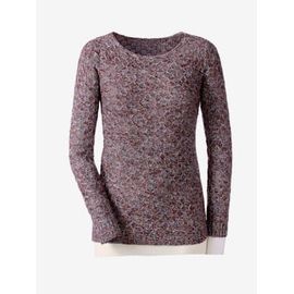 Pull Encolure Ronde Superbe Fil Multicolore - - Bordeaux À Motifs