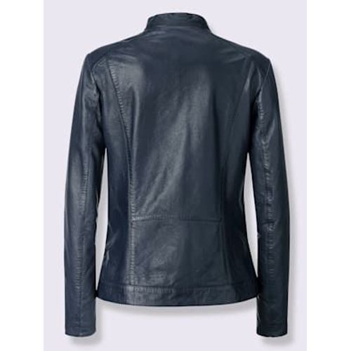 Veste En Cuir Haute Qualité - Creation L Premium - Bleu Foncé
