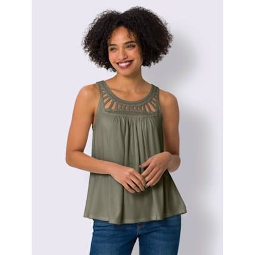 Débardeur Dentelle Crochetée À L'encolure Ronde - Linea Tesini - Kaki