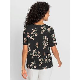 T-Shirt À Manches Courtes 50% Coton Et 50% Modal - - Noir-Écru Imprimé