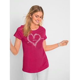 T-Shirt À Manches Courtes Pur Coton - - Fuchsia-Blanc Imprimé