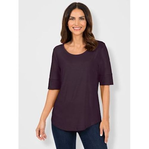 T-Shirt Femme Simple Élégant Manches Doublées - - Aubergine