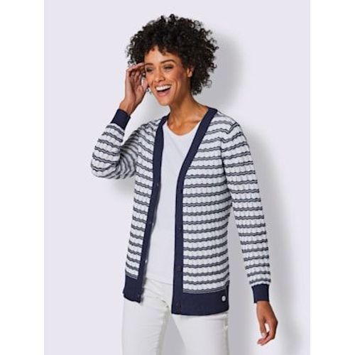Veste En Tricot Mélange Coton-Lin Estival - Creation L Premium - Marine-Blanc À Rayures Fines