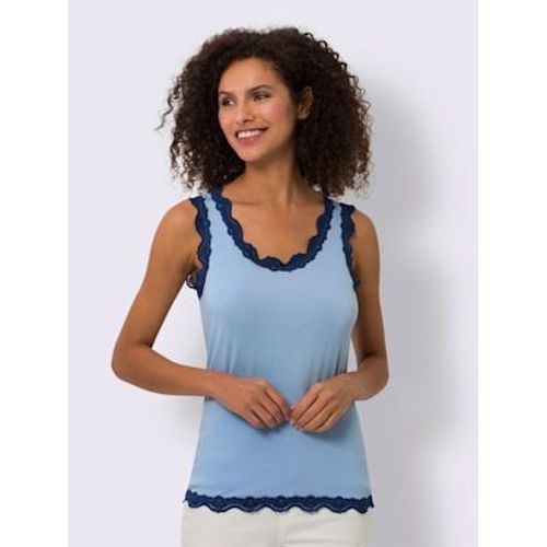 Debardeur Bordure En Dentelle Décorative - Linea Tesini - Bleu Glacier