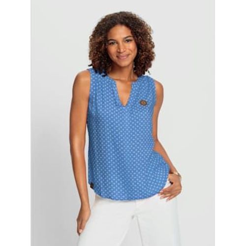 Débardeur Viscose (Ecovero) - Collection L - Bleu Moyen-Blanc Imprimé
