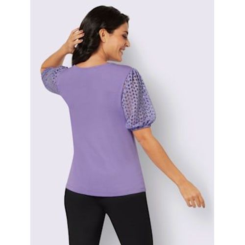 T-Shirt En V Viscose - Creation L - Lavande