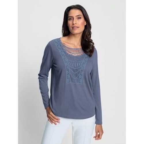 T-Shirt En Dentelle 50% Modal - - Bleu Fumée