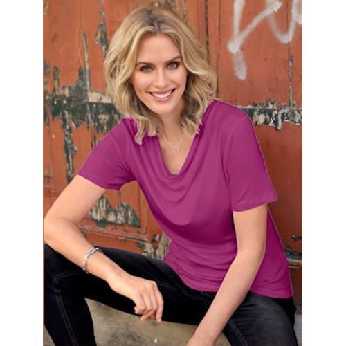 T-Shirt Féminin Élégant Col Bénitier - - Fuchsia