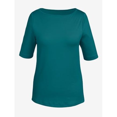 T-Shirt Encolure En U Féminine - - Bleu Pétrole
