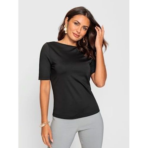 T-Shirt Encolure En U Féminine - - Noir