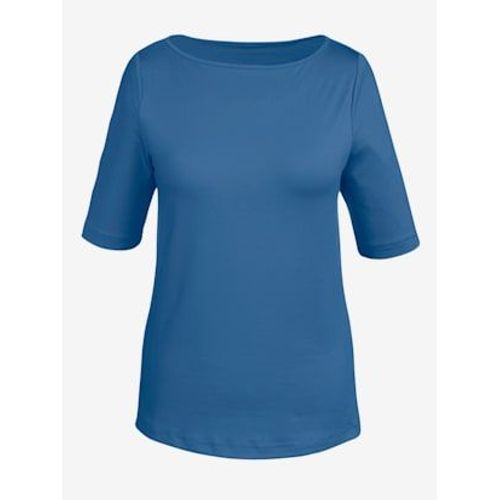 T-Shirt Encolure En U Féminine - - Bleu