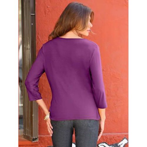 T-Shirt Femme Souple Col Bénitier Manches 3/4 - - Violet