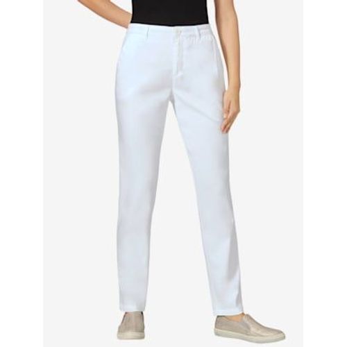 Pantalon Chino Femme En Coton Extensible - - Blanc