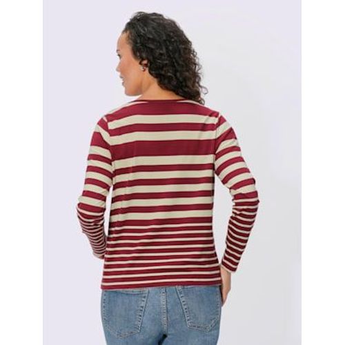 T-Shirt Rayé Pur Coton - Collection L - Cerise-Sable À Rayures Fines
