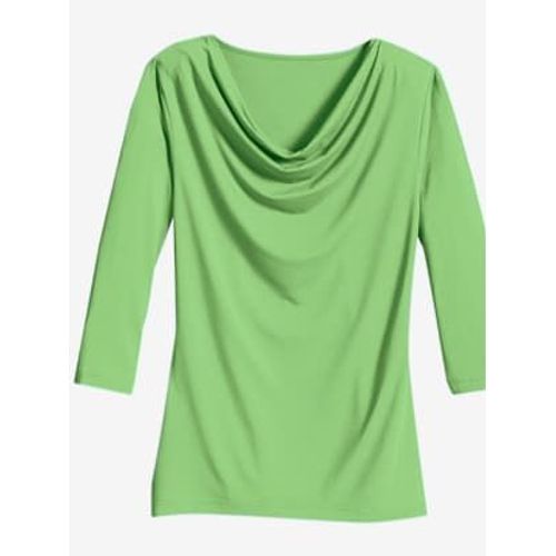 T-Shirt Femme Souple Col Bénitier Manches 3/4 - - Vert Kiwi