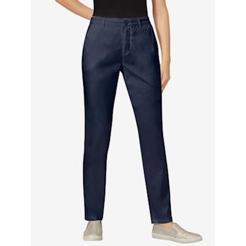 Pantalon Chino Femme En Coton Extensible - - Marine