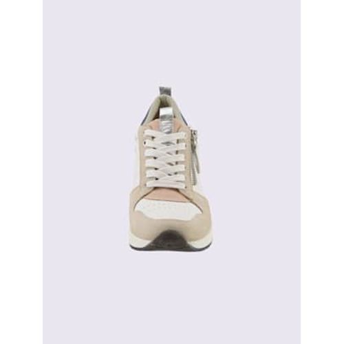 Baskets Cuir De B?uf Nappa Et Velours Blanc Pastel