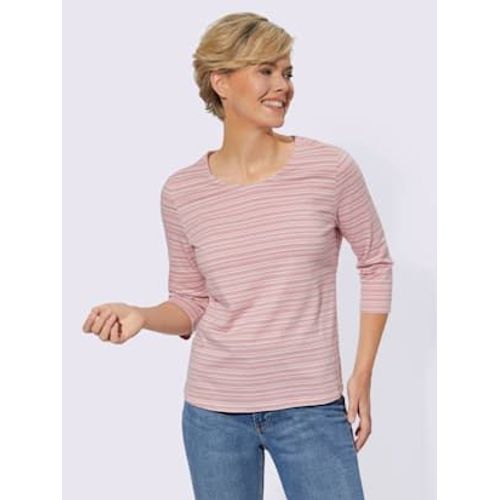 T-Shirt Rayé Rayure Imprimée - Collection L - Vieux Rose À Rayures Fines