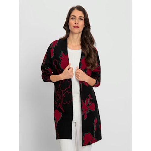Veste En Tricot Jacquard 50% Viscose (Ecovero) - Ashley Brooke - Noir-Cerise À Motifs