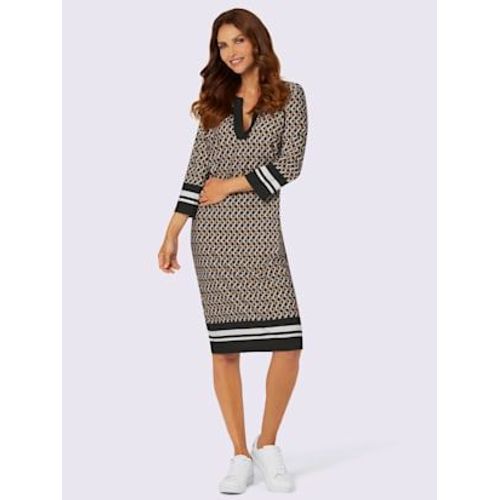 Robe En Jersey Coupe Affinante - - Chamois-Noir Imprimé