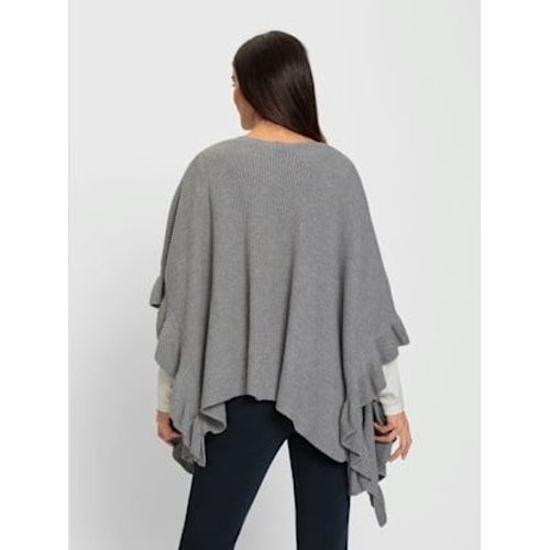 Poncho En Tricot Volants Tendance - Ashley Brooke - Gris Chiné